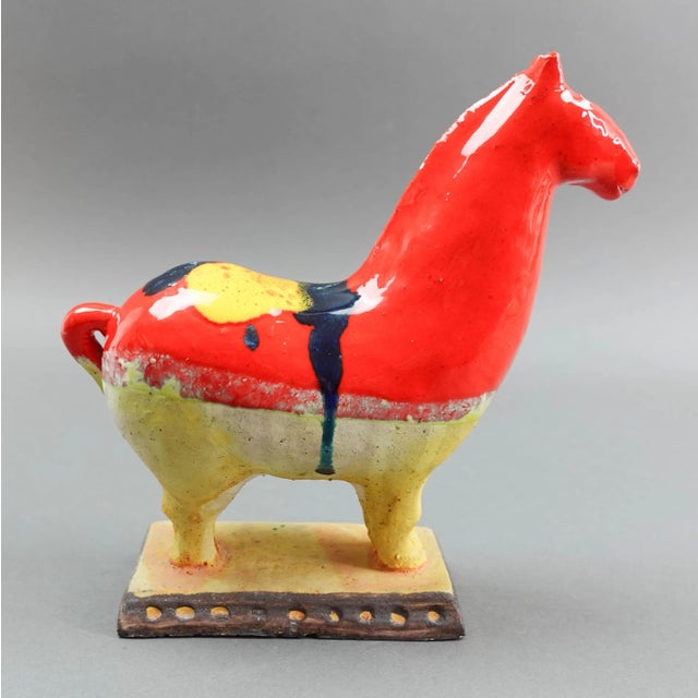 Mid 20th Century Ivo De Santis Gli Etruschi Raymor Italian Art Pottery Orange Horse Figurine For Sale - Image 4 of 12