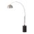 1980s Half Dome Adjustable Satin Nickel Floor Lamp - 92" Mid Century Modern, Black Oak Base, Dimmable For Sale