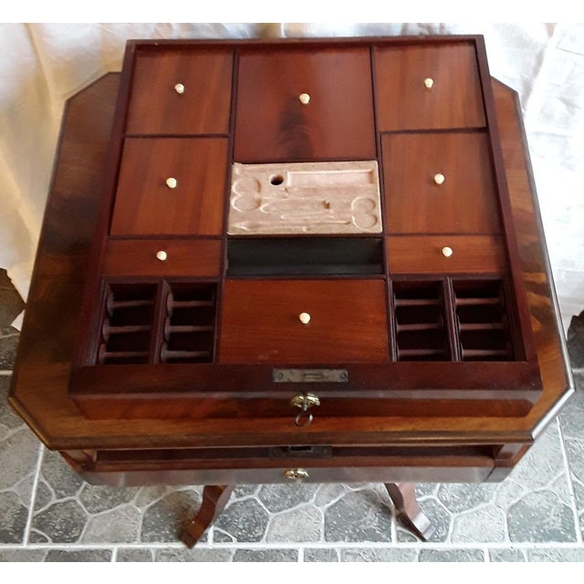 Antique German Biedermeier Sewing Table in Mahogany, 1830s For Sale - Image 6 of 14