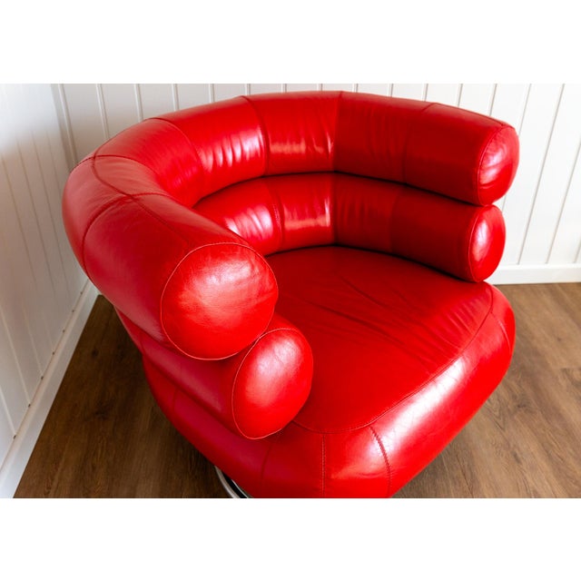 Vintage Red Leather Lounge Chair by Eileen Gray, 1980s For Sale - Image 12 of 18