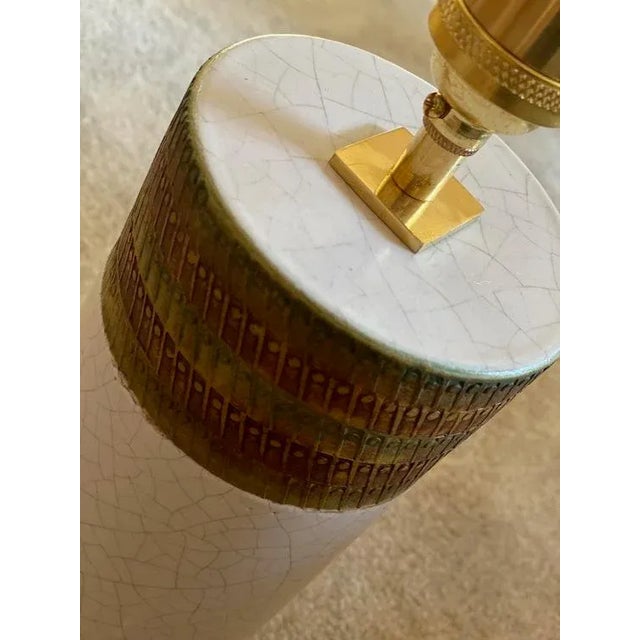 1960s White and Brown Ceramic Table Lamp by Bitossi, 1960s For Sale - Image 5 of 8