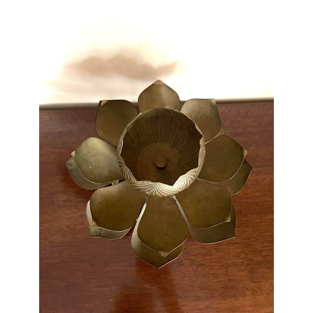 Mid-Century Modern Large Vintage Brass Lotus Fountain Piece For Sale - Image 3 of 7