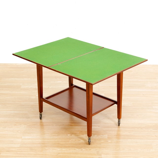1950s Mid Century Teak Folding Bar Cart Card Table For Sale - Image 5 of 11