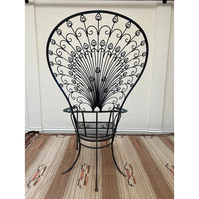 Mid-Century Modern Mid Century Modern Iron Salterini Style Peacock Chair, Attributed For Sale - Image 3 of 10