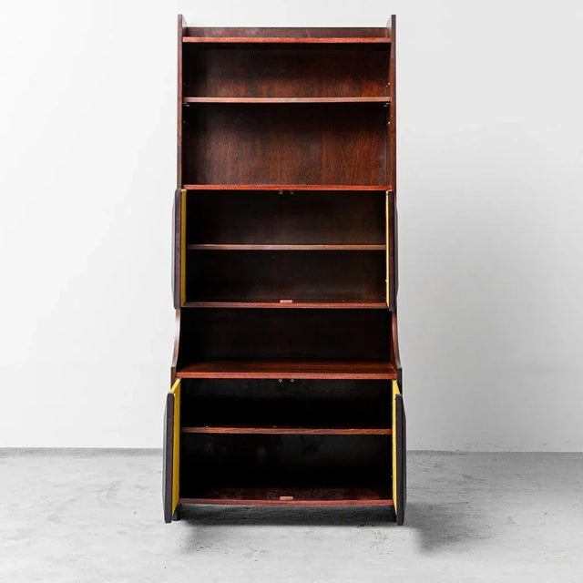 Wooden and Fabric Bookcase Cabinet, 1960s For Sale - Image 3 of 13