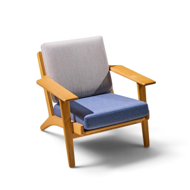 Hans Wegner for Getama Ge290 Mid Century Oak Lounge Chair For Sale - Image 9 of 10