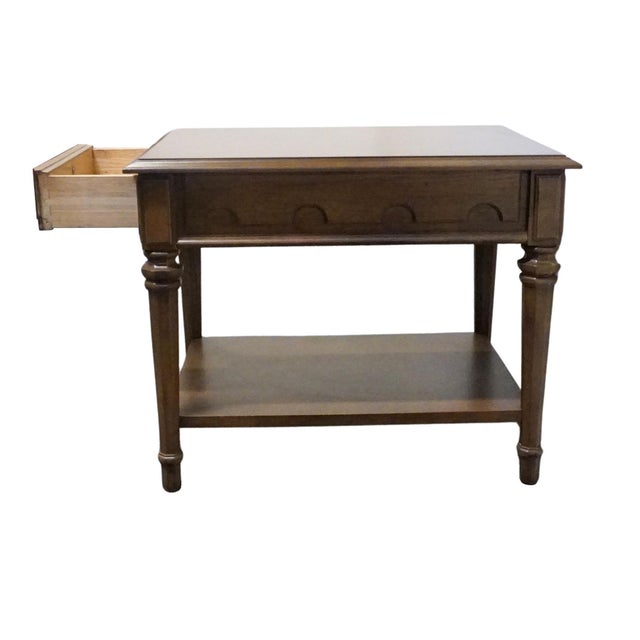 Wood Drexel Furniture Bookmatched Walnut Italian Mediterranean Style 20" Accent End Table For Sale - Image 7 of 12