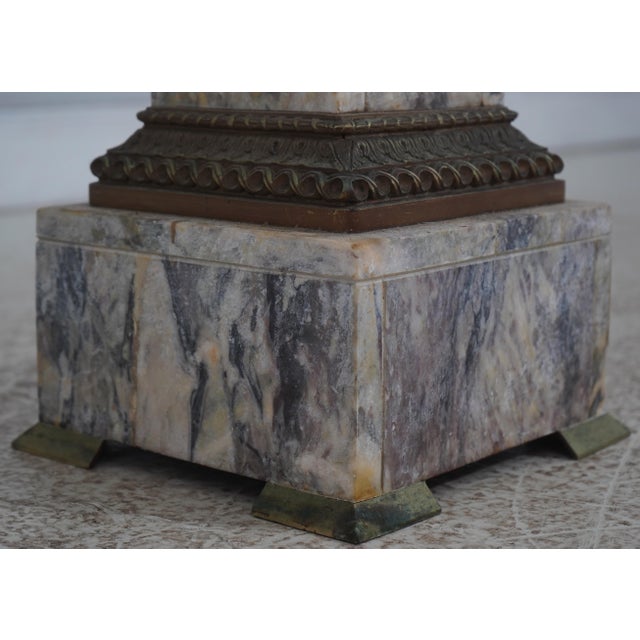 Stone Pair of Vintage Marble & Brass Louis XVI Pedestals For Sale - Image 7 of 14