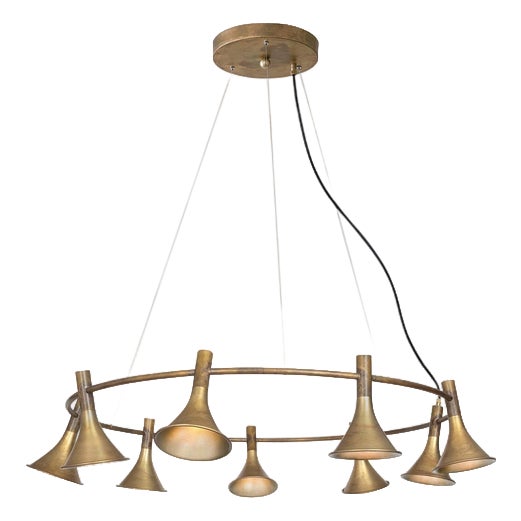 Raw Brass Megafon 9 Ceiling Lamp by Jesper Ståhl for Konsthantverk For Sale