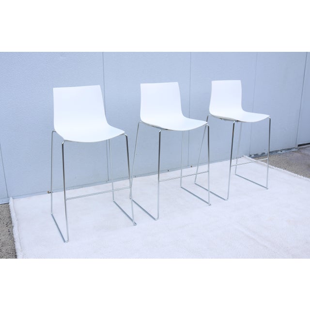 Italian Lievore Altherr Molina for Arper Stackable Catifa Bar Stools, Set of 3 For Sale - Image 9 of 18