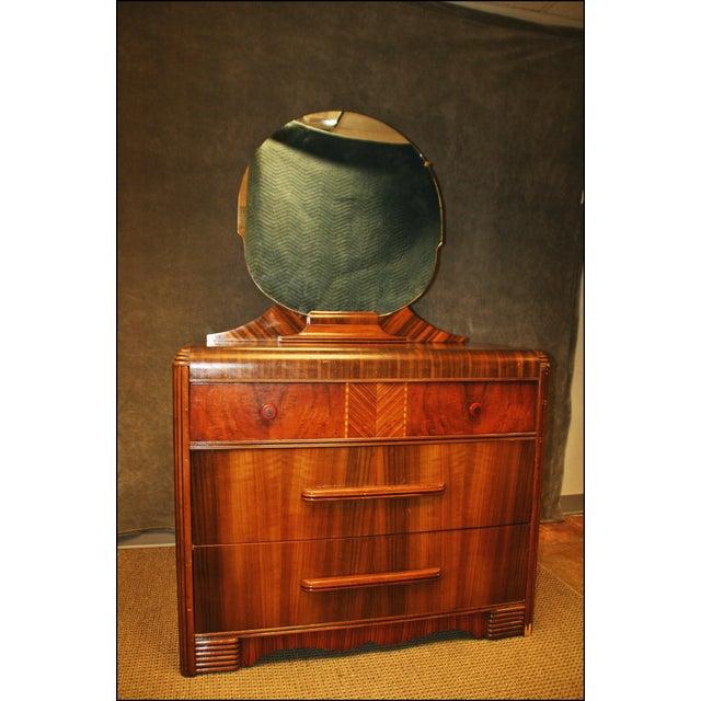 Art Deco Waterfall Dresser With Mirror Chairish