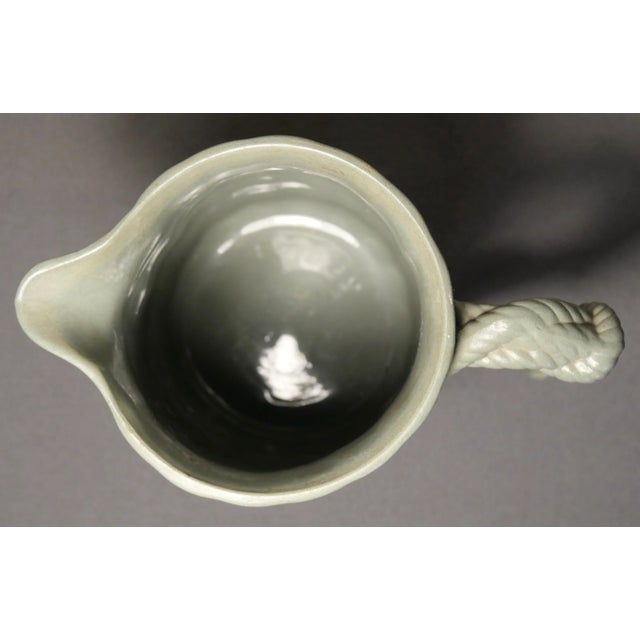 Mid 19th Century English Victorian Staffordshire Pale Green Drabware Bamboo/Rope Relief Motif Pitcher For Sale In New Orleans - Image 6 of 7