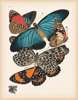 Papillons (Butterflies) Plate 11 Giclee Reproducion Art Print by Emile Allian Séguy