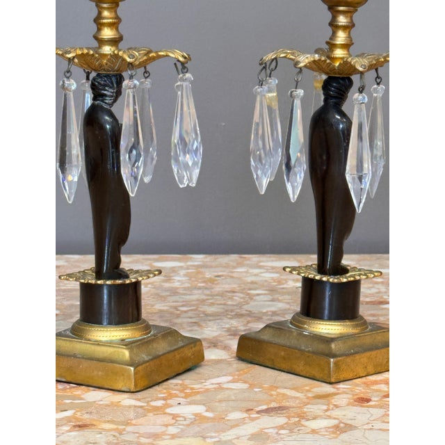 Bronze Pair of Figural Ormolu and Patinated Bronze Girandoles For Sale - Image 8 of 12