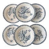 Vintage Dessert Plates with Chardon Pattern from Gien, 1940s, Set of 6 For Sale