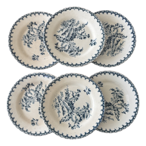 Vintage Dessert Plates with Chardon Pattern from Gien, 1940s, Set of 6