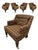 A matched set of four vintage mid-century club chairs, upholstered in a bold, multi-tonal houndstooth-plaid weave in burnt...