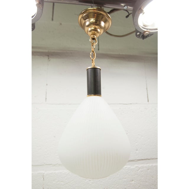 Mid-Century Pendant Light in Brass and Zebra-Striped Glass, 1950s For Sale - Image 4 of 11