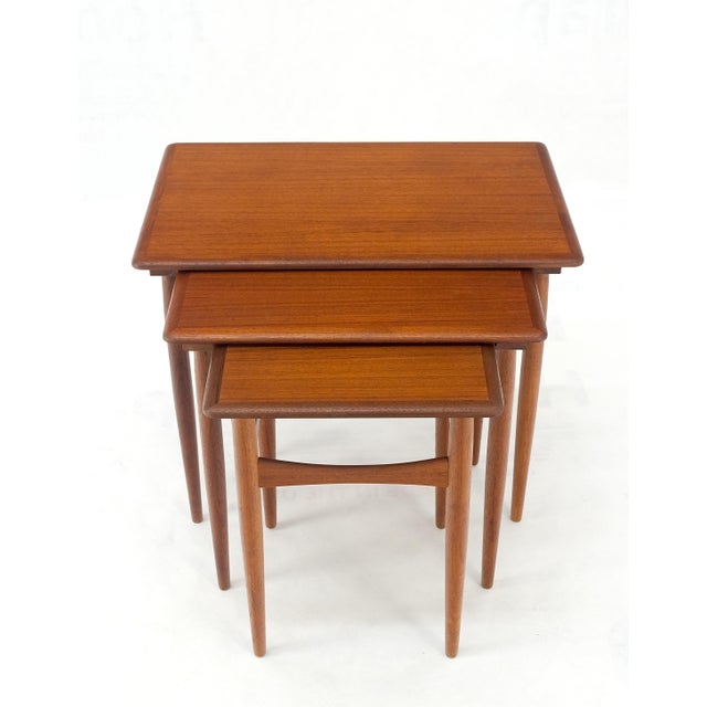 Set of 3 Danish Mid-Century Modern Teak Nesting Side Occasional Tables Mint! For Sale - Image 13 of 14