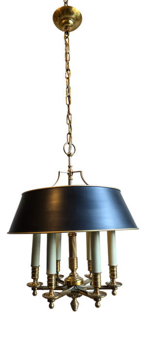 Chandelier in Brass and Lacquered Metal, 1970s