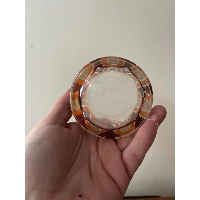 Boho Chic 1970s Orange and Brown Groovy Wave Whiskey Lowball Glasses Barware - a Pair For Sale - Image 3 of 8