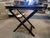 Campaign Vintage Folding Wood Tray Table With X-Base For Sale - Image 3 of 5