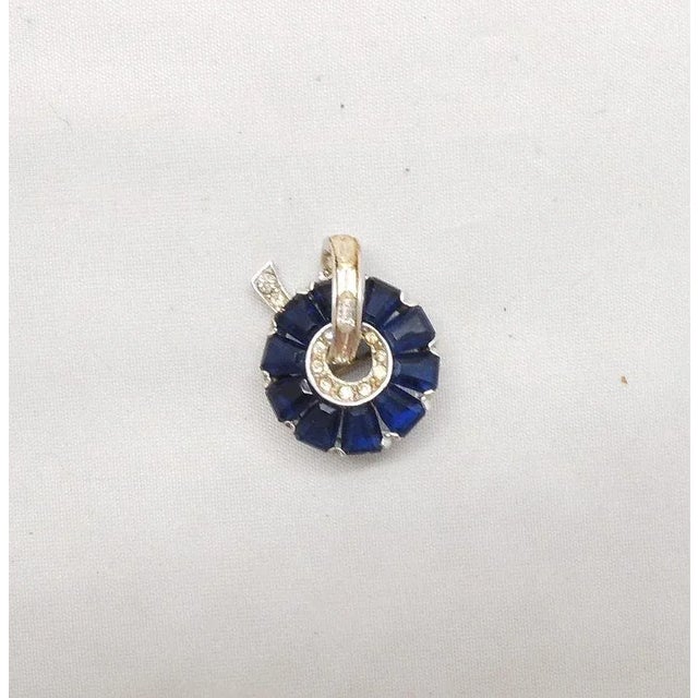 Silver Vintage Boucher Rhodium Plated Faux-Sapphire Brooch For Sale - Image 8 of 9