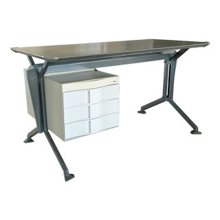 Desk in Metal and Grey Vinyl by BBPR for Olivetti Synthesys, 1963 For Sale