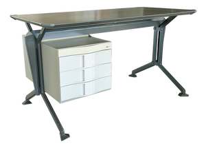 Desk in Metal and Grey Vinyl by BBPR for Olivetti Synthesys, 1963
