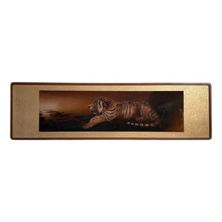Japanese Hand-Painted Tiger Yoko-Gaku Wall Panel, 1950s For Sale