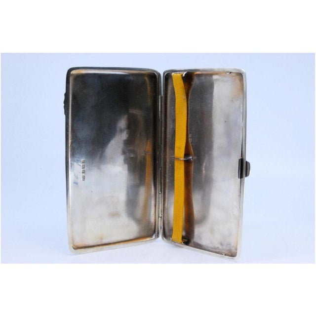 Cigarette Case in Guilloche Silver on Both Sides with Monogram Card and Hinged Lid For Sale - Image 6 of 9