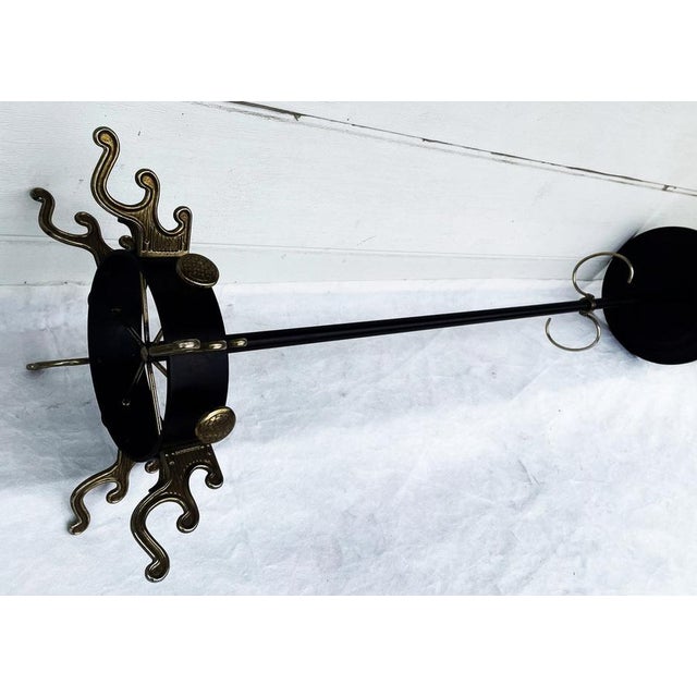 Mid-Century Modern Brass and Black Metal Coat Stand in the style of Jacques Adnet, 1950s For Sale - Image 18 of 18