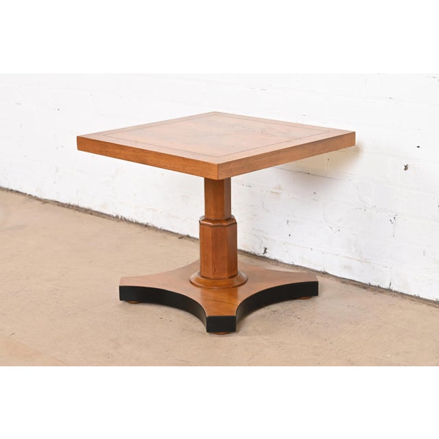 Baker Furniture Company Baker Furniture Neoclassical Burled Walnut Pedestal Tea Table For Sale - Image 4 of 11