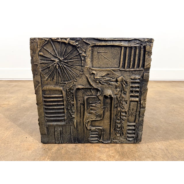 Brutalist Adrian Pearsall Brutalist Cube Side Table, Resin & Wood, 1970s Design For Sale - Image 3 of 9