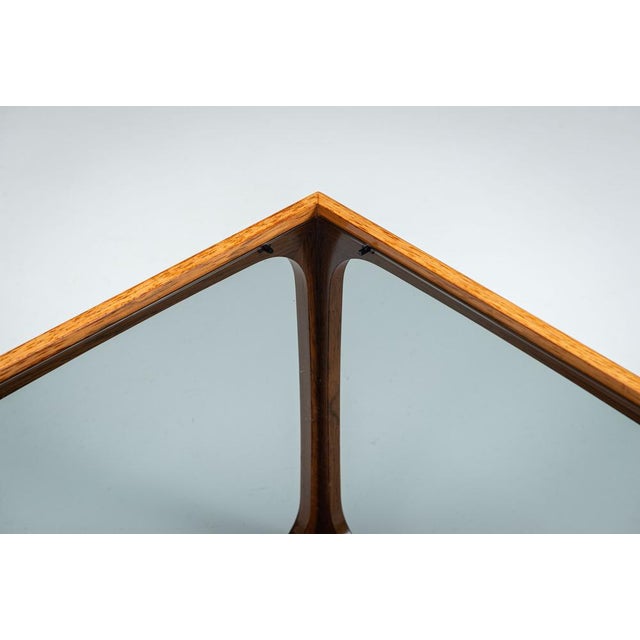 Wood Side Table in Rosewood with Smoked Glass Top by Jacob Brink, 1960s For Sale - Image 7 of 13