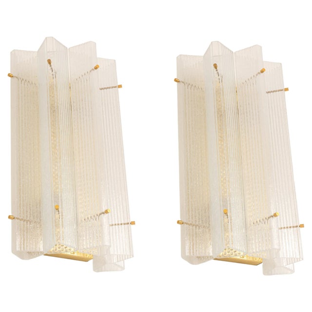 Huge Triangular Frosted Glass Wall Sconces from Limburg, Germany, 1960s, Set of 2 For Sale - Image 14 of 14