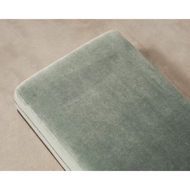 Modern Sage Green Mohair Chaise Longue Daybed on Ebonized Base For Sale - Image 17 of 18