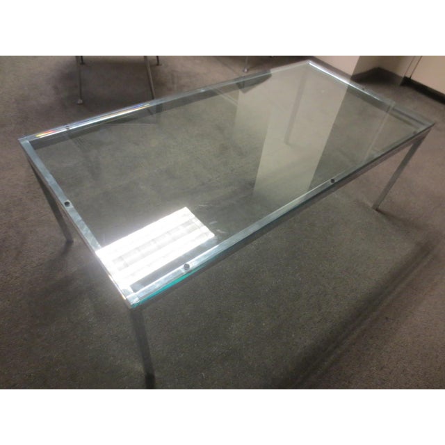 Florence Knoll Rectangular Glass Coffee Table With Polished Chrome Base and Glass Top For Sale In New York - Image 6 of 7