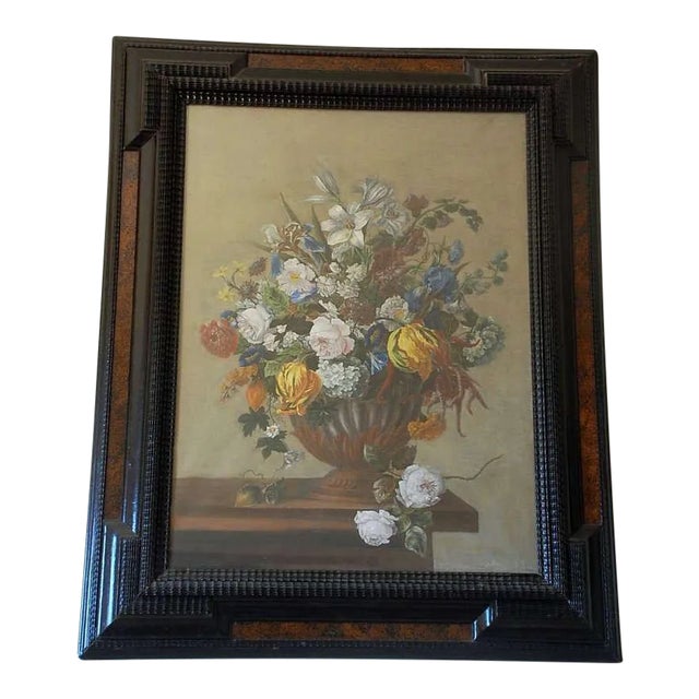 Detailed 18th Century Style Framed Pastel Bouquet Drawing For Sale