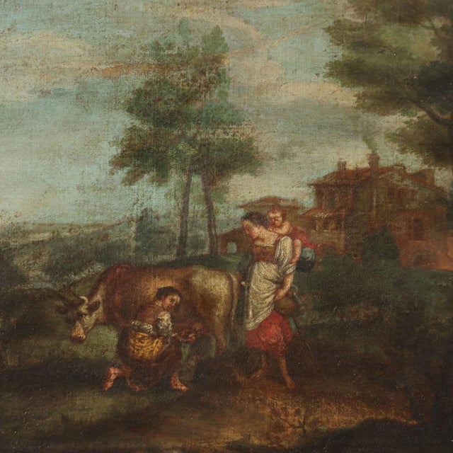 Baroque Landscape Composition, 18th Century, Oil Painting on Canvas, Framed For Sale - Image 3 of 10