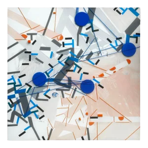 Contemporary Abstract Acrylic, Color Tape, Yarn, and Lego Brick on Canvas Painting “Sppuzzem" by Philippe Halaburda