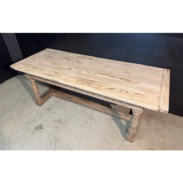 1920s Vintage Bleached Oak Farmhouse Dining Table, 1925 For Sale - Image 5 of 15