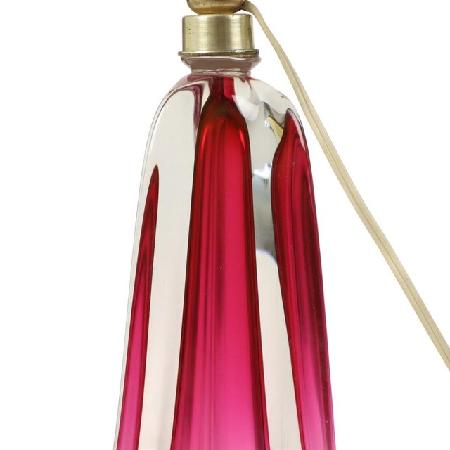 Purple Pink Swirl Crystal Table Lamp from Val Saint Lambert, 1960s For Sale - Image 9 of 15
