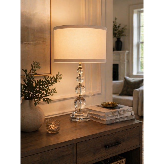 Transitional Vintage Mitchell Gold + Bob Williams Glass Sphere Table Lamp With Dimmer For Sale - Image 3 of 3