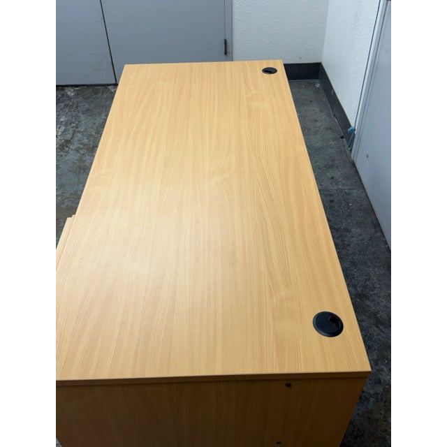 Wood Contemporary Maple Finish Office Desk For Sale - Image 7 of 12