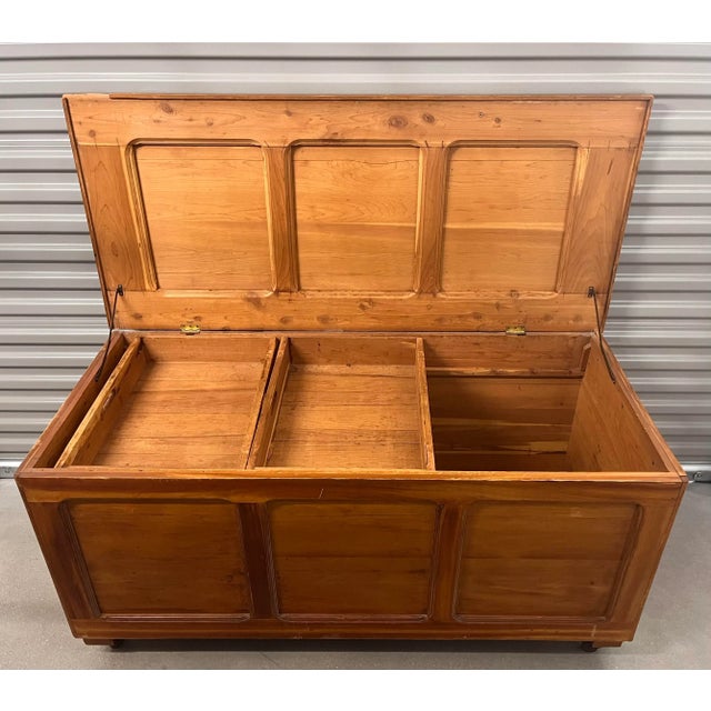 Large Vintage Wood Trunk or Chest For Sale - Image 4 of 13