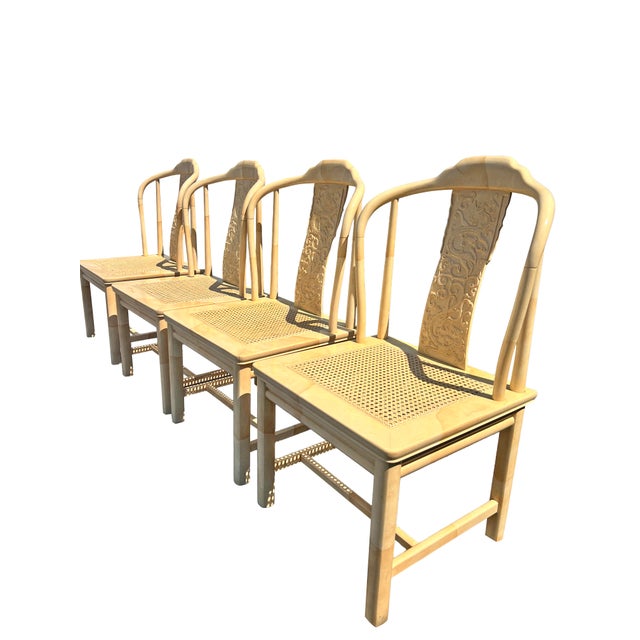 Vintage Henredon Asian Style Faux Goatskin Laquer Dining Chairs 6 For Sale In New York - Image 6 of 14