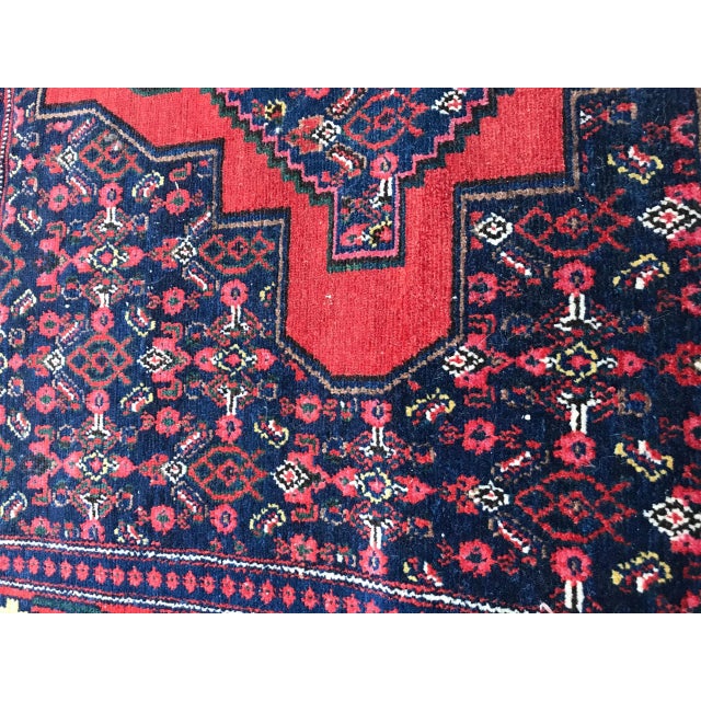 Blue Vintage Senneh Kurdish Carpet For Sale - Image 8 of 14