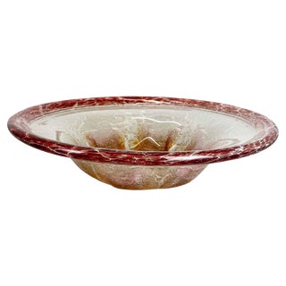 Baushaus Art Deco German Red Glass Bowl by Karl Wiedmann for WMF Ikora, 1930s For Sale