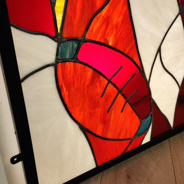 Artistic Leaded Glass Windows with Sports Theme, 1980s, Set of 2 For Sale - Image 10 of 11